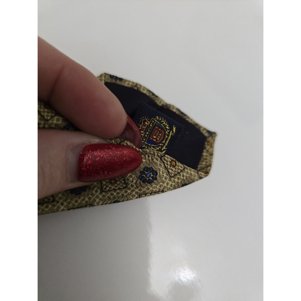 Chaps Ralph Lauren All Silk Tie Gold Blue Medallion Geometric Floral NOS - Picture 8 of 8